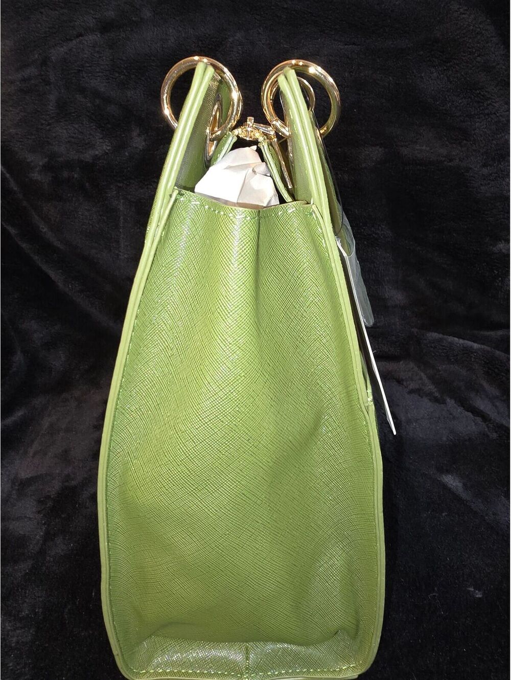 136. NWT Trina Turk Double Handle Tote (olive Green) - Picture 3 of 6